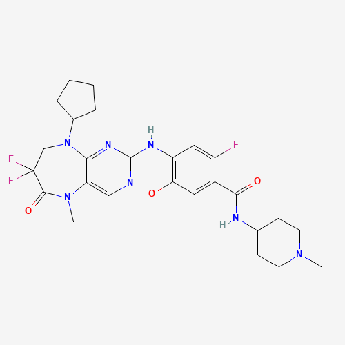 4-[(9-cyclopentyl-7,7-difluoro-5-methyl-6-oxo-8H-pyrimido[4,5-b][1,4]diazepin-2-yl)amino]-2-fluoro-5-methoxy-N-(1-methylpiperidin-4-yl)benzamide (CAS: 1137868-52-0) - Related Chemical Product