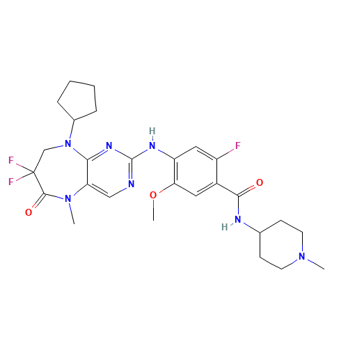 4-[(9-cyclopentyl-7,7-difluoro-5-methyl-6-oxo-8H-pyrimido[4,5-b][1,4]diazepin-2-yl)amino]-2-fluoro-5-methoxy-N-(1-methylpiperidin-4-yl)benzamide (CAS: 1137868-52-0) - Related Chemical Product