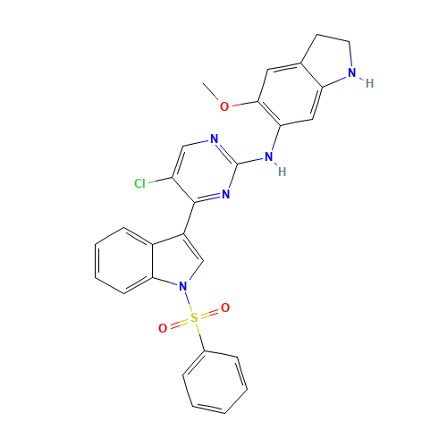 N-[4-[1-(benzenesulfonyl)indol-3-yl]-5-chloropyrimidin-2-yl]-5-methoxy-2,3-dihydro-1H-indol-6-amine (CAS: 1453199-09-1) - Related Chemical Product
