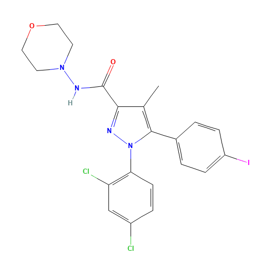 1-(2,4-dichlorophenyl)-5-(4-iodophenyl)-4-methyl-N-morpholin-4-ylpyrazole-3-carboxamide (CAS: 202463-68-1) - Related Chemical Product