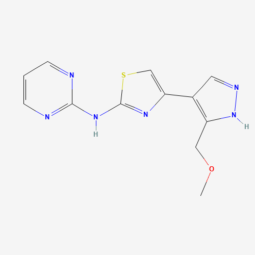 4-[5-(methoxymethyl)-1H-pyrazol-4-yl]-N-pyrimidin-2-yl-1,3-thiazol-2-amine (CAS: 1235313-46-8) - Chemical Structure and Molecular Formula 