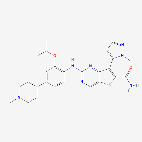 2-[4-(1-methylpiperidin-4-yl)-2-propan-2-yloxyanilino]-7-(2-methylpyrazol-3-yl)thieno[3,2-d]pyrimidine-6-carboxamide (CAS: 1462947-71-2) - Related Chemical Product
