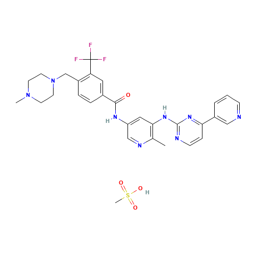 methanesulfonic acid;4-[(4-methylpiperazin-1-yl)methyl]-N-[6-methyl-5-[(4-pyridin-3-ylpyrimidin-2-yl)amino]pyridin-3-yl]-3-(trifluoromethyl)benzamide (CAS: 895519-91-2) - Chemical Structure and Molecular Formula 