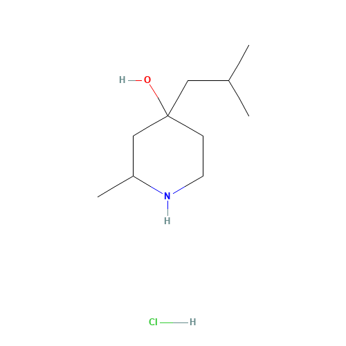 2-methyl-4-(2-methylpropyl)piperidin-4-ol;hydrochloride (CAS: 1428901-19-2) - Chemical Structure and Molecular Formula 