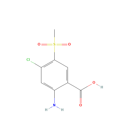 2-amino-4-chloro-5-methylsulfonylbenzoic acid (CAS: 51521-76-7) - Chemical Structure and Molecular Formula 