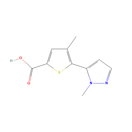 4-methyl-5-(2-methylpyrazol-3-yl)thiophene-2-carboxylic acid (CAS: 1047645-19-1) - Chemical Structure and Molecular Formula 
