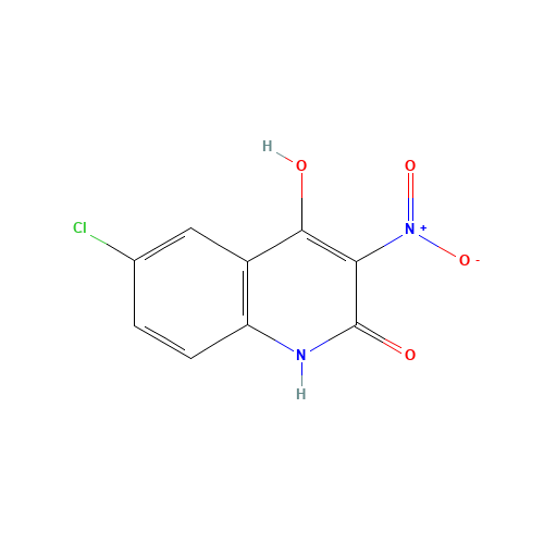 6-chloro-4-hydroxy-3-nitro-1H-quinolin-2-one (CAS: 54675-34-2) - Chemical Structure and Molecular Formula 