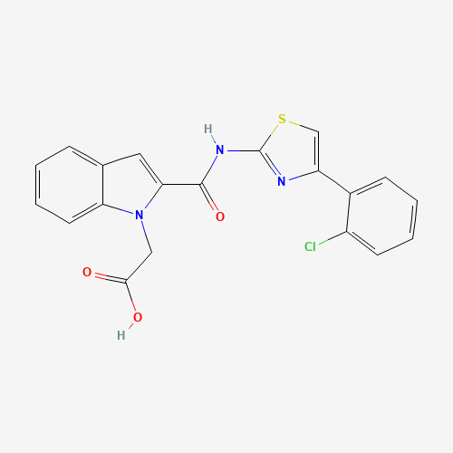 2-[2-[[4-(2-chlorophenyl)-1,3-thiazol-2-yl]carbamoyl]indol-1-yl]acetic acid (CAS: 136381-85-6) - Related Chemical Product