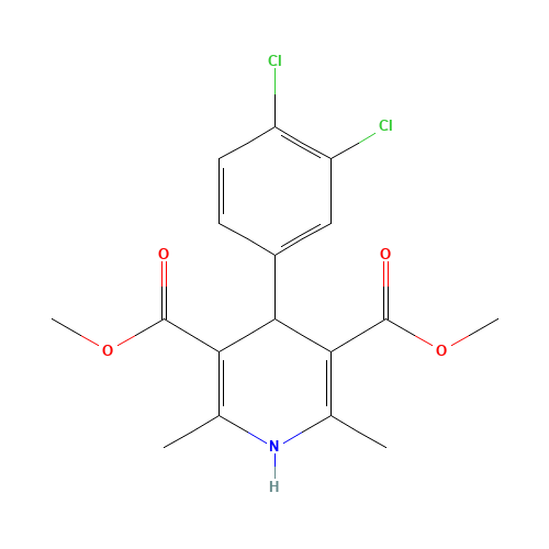 dimethyl 4-(3,4-dichlorophenyl)-2,6-dimethyl-1,4-dihydropyridine-3,5-dicarboxylate (CAS: 303101-05-5) - Chemical Structure and Molecular Formula 