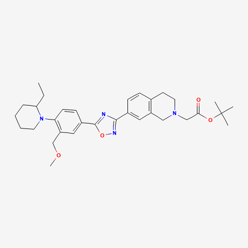tert-butyl 2-[7-[5-[4-(2-ethylpiperidin-1-yl)-3-(methoxymethyl)phenyl]-1,2,4-oxadiazol-3-yl]-3,4-dihydro-1H-isoquinolin-2-yl]acetate (CAS: 1229609-20-4) - Related Chemical Product