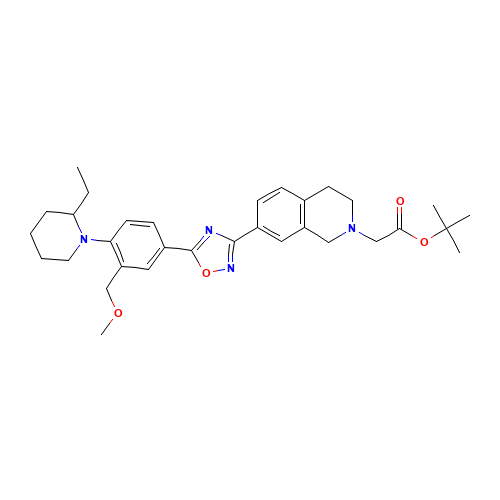 tert-butyl 2-[7-[5-[4-(2-ethylpiperidin-1-yl)-3-(methoxymethyl)phenyl]-1,2,4-oxadiazol-3-yl]-3,4-dihydro-1H-isoquinolin-2-yl]acetate (CAS: 1229609-20-4) - Related Chemical Product