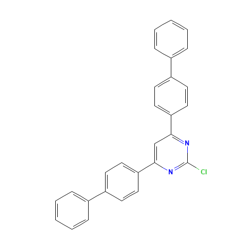 2-chloro-4,6-bis(4-phenylphenyl)pyrimidine (CAS: 1421599-29-2) - Chemical Structure and Molecular Formula 