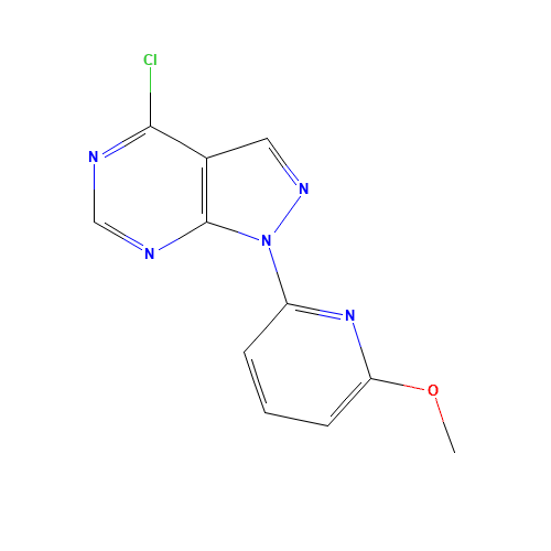 4-chloro-1-(6-methoxypyridin-2-yl)pyrazolo[3,4-d]pyrimidine (CAS: 650637-96-0) - Chemical Structure and Molecular Formula 