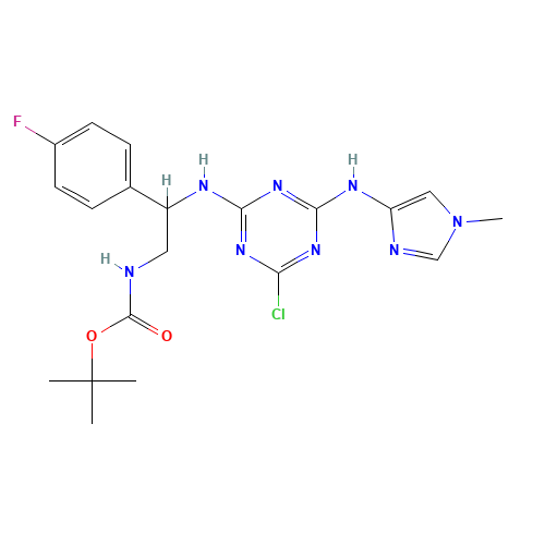 tert-butyl N-[2-[[4-chloro-6-[(1-methylimidazol-4-yl)amino]-1,3,5-triazin-2-yl]amino]-2-(4-fluorophenyl)ethyl]carbamate (CAS: 1200606-41-2) - Related Chemical Product