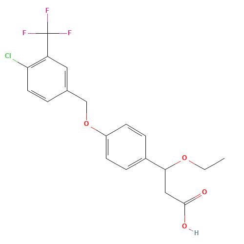 3-[4-[[4-chloro-3-(trifluoromethyl)phenyl]methoxy]phenyl]-3-ethoxypropanoic acid (CAS: 1202575-82-3) - Chemical Structure and Molecular Formula 