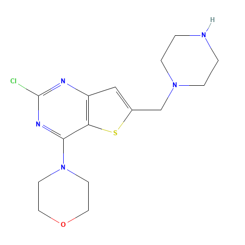 4-[2-chloro-6-(piperazin-1-ylmethyl)thieno[3,2-d]pyrimidin-4-yl]morpholine (CAS: 885699-78-5) - Related Chemical Product
