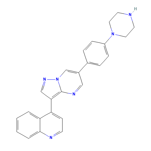 4-[6-(4-piperazin-1-ylphenyl)pyrazolo[1,5-a]pyrimidin-3-yl]quinoline (CAS: 1062368-24-4) - Related Chemical Product