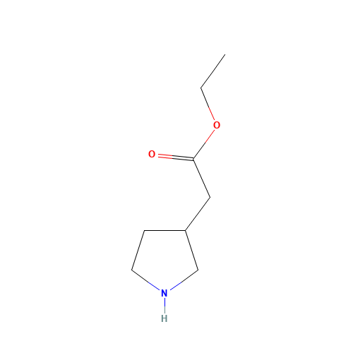 ethyl 2-pyrrolidin-3-ylacetate (CAS: 756818-49-2) - Chemical Structure and Molecular Formula 