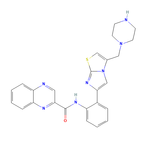 N-[2-[3-(piperazin-1-ylmethyl)imidazo[2,1-b][1,3]thiazol-6-yl]phenyl]quinoxaline-2-carboxamide (CAS: 925434-55-5) - Related Chemical Product