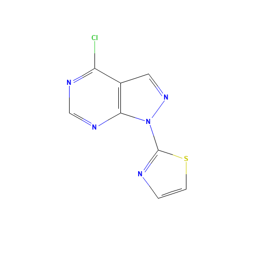 2-(4-chloropyrazolo[3,4-d]pyrimidin-1-yl)-1,3-thiazole (CAS: 650638-04-3) - Chemical Structure and Molecular Formula 