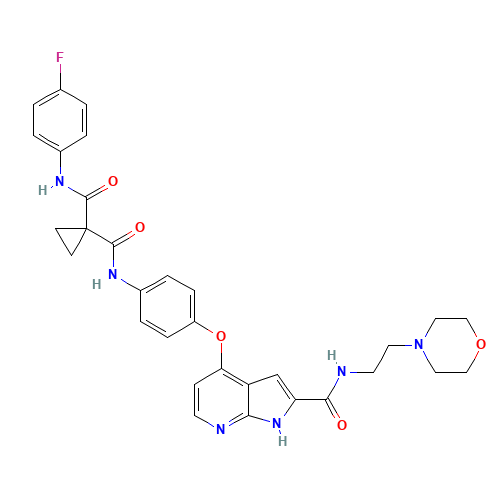 1-N'-(4-fluorophenyl)-1-N-[4-[[2-(2-morpholin-4-ylethylcarbamoyl)-1H-pyrrolo[2,3-b]pyridin-4-yl]oxy]phenyl]cyclopropane-1,1-dicarboxamide (CAS: 1021950-26-4) - Related Chemical Product