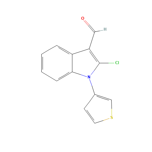 2-chloro-1-thiophen-3-ylindole-3-carbaldehyde (CAS: 847801-83-6) - Chemical Structure and Molecular Formula 