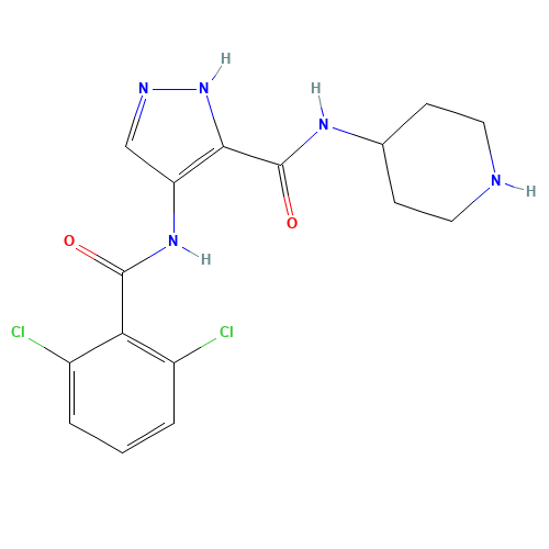 4-[(2,6-dichlorobenzoyl)amino]-N-piperidin-4-yl-1H-pyrazole-5-carboxamide (CAS: 844442-38-2) - Related Chemical Product