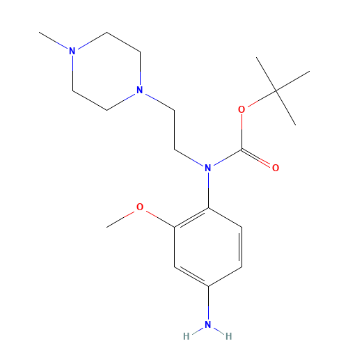 tert-butyl N-(4-amino-2-methoxyphenyl)-N-[2-(4-methylpiperazin-1-yl)ethyl]carbamate (CAS: 1453212-56-0) - Chemical Structure and Molecular Formula 