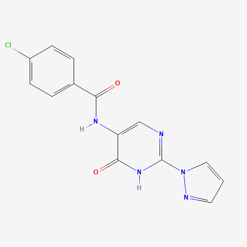 4-chloro-N-(6-oxo-2-pyrazol-1-yl-1H-pyrimidin-5-yl)benzamide (CAS: 1343457-48-6) - Related Chemical Product