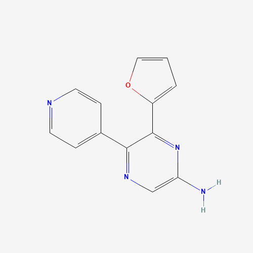 6-(furan-2-yl)-5-pyridin-4-ylpyrazin-2-amine (CAS: 925676-28-4) - Chemical Structure and Molecular Formula 