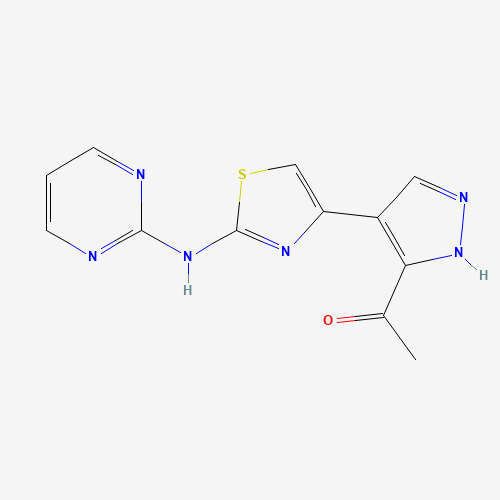 1-[4-[2-(pyrimidin-2-ylamino)-1,3-thiazol-4-yl]-1H-pyrazol-5-yl]ethanone (CAS: 1235313-37-7) - Related Chemical Product