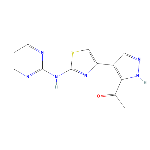 1-[4-[2-(pyrimidin-2-ylamino)-1,3-thiazol-4-yl]-1H-pyrazol-5-yl]ethanone (CAS: 1235313-37-7) - Related Chemical Product