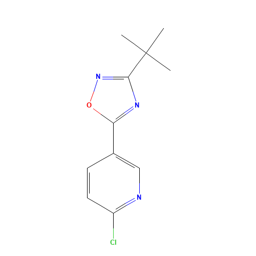 3-tert-butyl-5-(6-chloropyridin-3-yl)-1,2,4-oxadiazole (CAS: 1233705-30-0) - Chemical Structure and Molecular Formula 