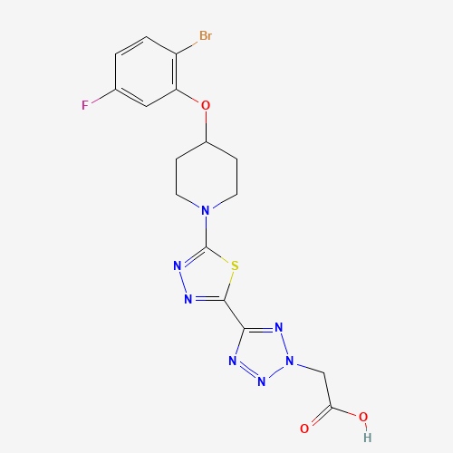 2-[5-[5-[4-(2-bromo-5-fluorophenoxy)piperidin-1-yl]-1,3,4-thiadiazol-2-yl]tetrazol-2-yl]acetic acid (CAS: 1030612-87-3) - Related Chemical Product