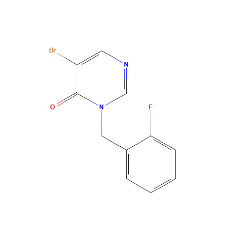 5-bromo-3-[(2-fluorophenyl)methyl]pyrimidin-4-one (CAS: 960298-18-4) - Chemical Structure and Molecular Formula 