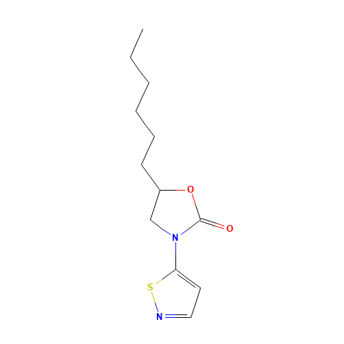 5-hexyl-3-(1,2-thiazol-5-yl)-1,3-oxazolidin-2-one (CAS: 1174336-97-0) - Chemical Structure and Molecular Formula 