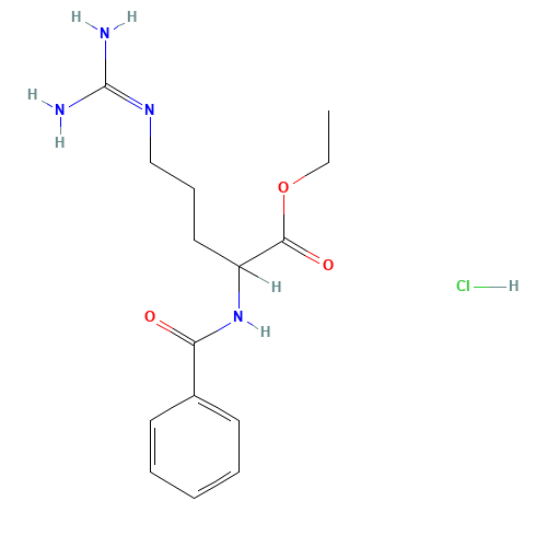 ethyl 2-benzamido-5-(diaminomethylideneamino)pentanoate;hydrochloride (CAS: 128805-94-7) - Chemical Structure and Molecular Formula 