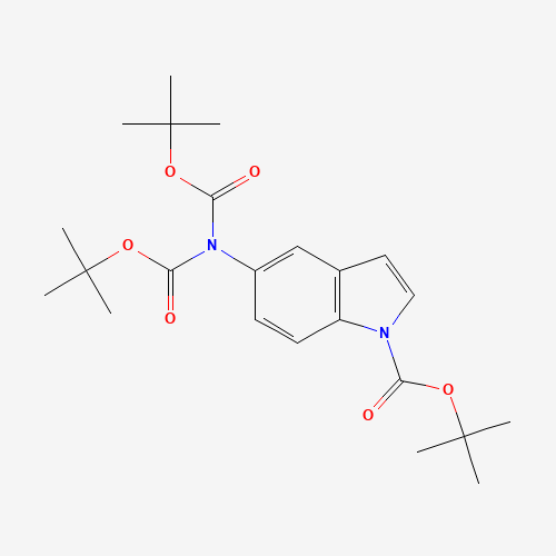tert-butyl 5-[bis[(2-methylpropan-2-yl)oxycarbonyl]amino]indole-1-carboxylate (CAS: 863770-86-9) - Chemical Structure and Molecular Formula 