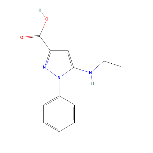 5-(ethylamino)-1-phenylpyrazole-3-carboxylic acid (CAS: 1409976-74-4) - Chemical Structure and Molecular Formula 