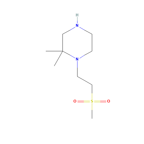 2,2-dimethyl-1-(2-methylsulfonylethyl)piperazine (CAS: 1257293-61-0) - Chemical Structure and Molecular Formula 