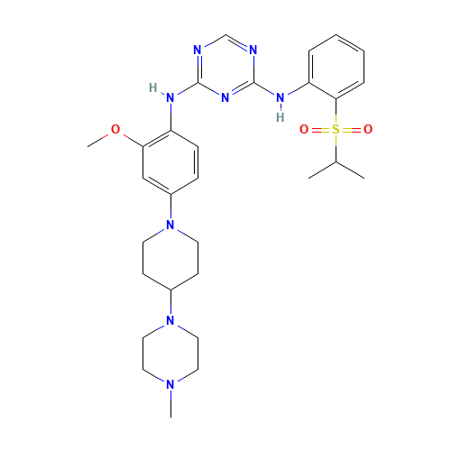 2-N-[2-methoxy-4-[4-(4-methylpiperazin-1-yl)piperidin-1-yl]phenyl]-4-N-(2-propan-2-ylsulfonylphenyl)-1,3,5-triazine-2,4-diamine (CAS: 1097917-15-1) - Related Chemical Product