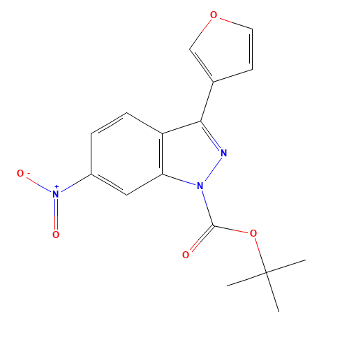 tert-butyl 3-(furan-3-yl)-6-nitroindazole-1-carboxylate (CAS: 1391627-45-4) - Chemical Structure and Molecular Formula 