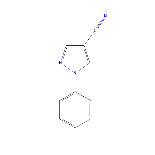 1-phenylpyrazole-4-carbonitrile (CAS: 709-04-6) - Chemical Structure and Molecular Formula 