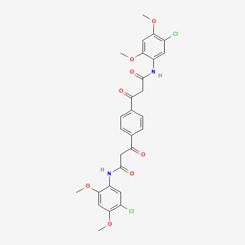 3-[4-[3-(5-chloro-2,4-dimethoxyanilino)-3-oxopropanoyl]phenyl]-N-(5-chloro-2,4-dimethoxyphenyl)-3-oxopropanamide (CAS: 92-21-7) - Chemical Structure and Molecular Formula 