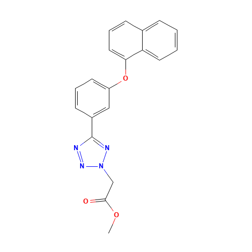 methyl 2-[5-(3-naphthalen-1-yloxyphenyl)tetrazol-2-yl]acetate (CAS: 1314406-48-8) - Chemical Structure and Molecular Formula 