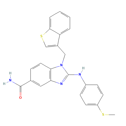 1-(1-benzothiophen-3-ylmethyl)-2-(4-methylsulfanylanilino)benzimidazole-5-carboxamide (CAS: 1092830-91-5) - Related Chemical Product