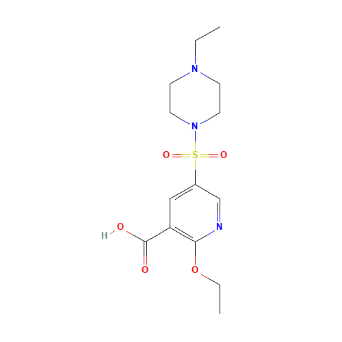 2-ethoxy-5-(4-ethylpiperazin-1-yl)sulfonylpyridine-3-carboxylic acid (CAS: 247582-73-6) - Chemical Structure and Molecular Formula 