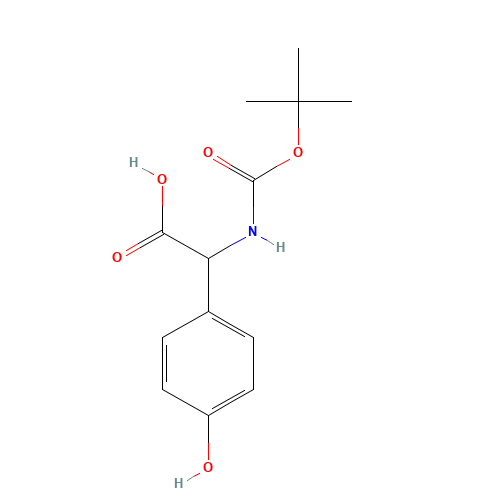 2-(4-hydroxyphenyl)-2-[(2-methylpropan-2-yl)oxycarbonylamino]acetic acid (CAS: 53249-34-6) - Chemical Structure and Molecular Formula 
