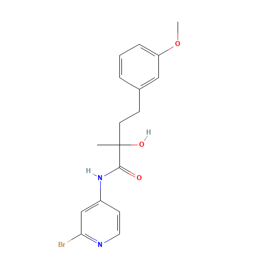 N-(2-bromopyridin-4-yl)-2-hydroxy-4-(3-methoxyphenyl)-2-methylbutanamide (CAS: 1433904-75-6) - Chemical Structure and Molecular Formula 