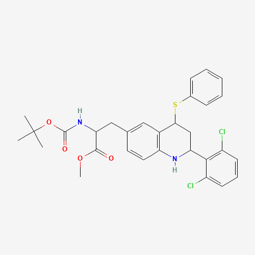 methyl 3-[2-(2,6-dichlorophenyl)-4-phenylsulfanyl-1,2,3,4-tetrahydroquinolin-6-yl]-2-[(2-methylpropan-2-yl)oxycarbonylamino]propanoate (CAS: 623144-12-7) - Related Chemical Product